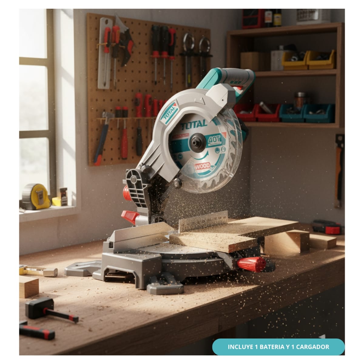 Sierra Ingleteadora 20V + 1 Batería 4amp y 1 Cargador 20V Total5