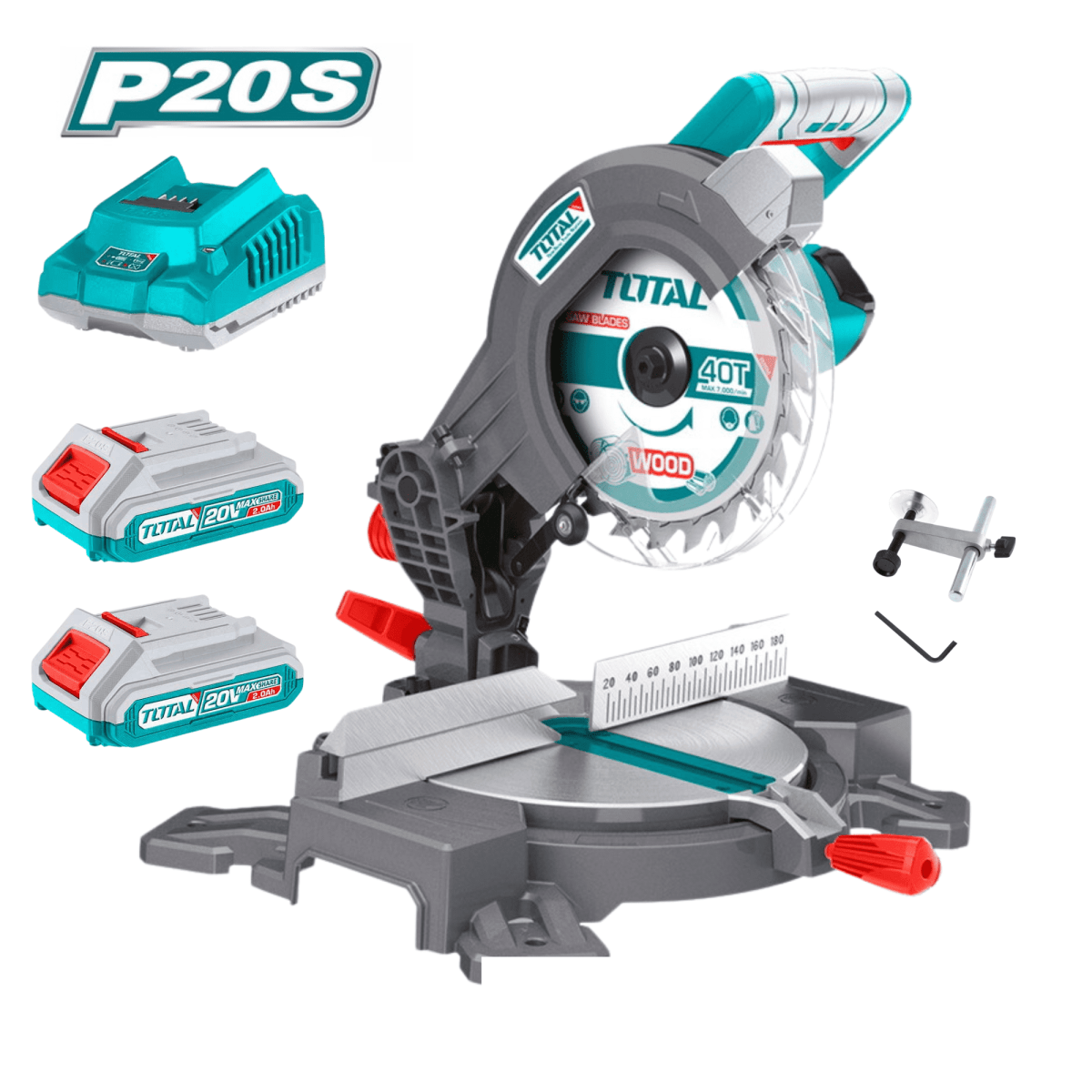 Sierra ingleteadora telescopica 20v + 2 baterias 2ah y cargador Total1