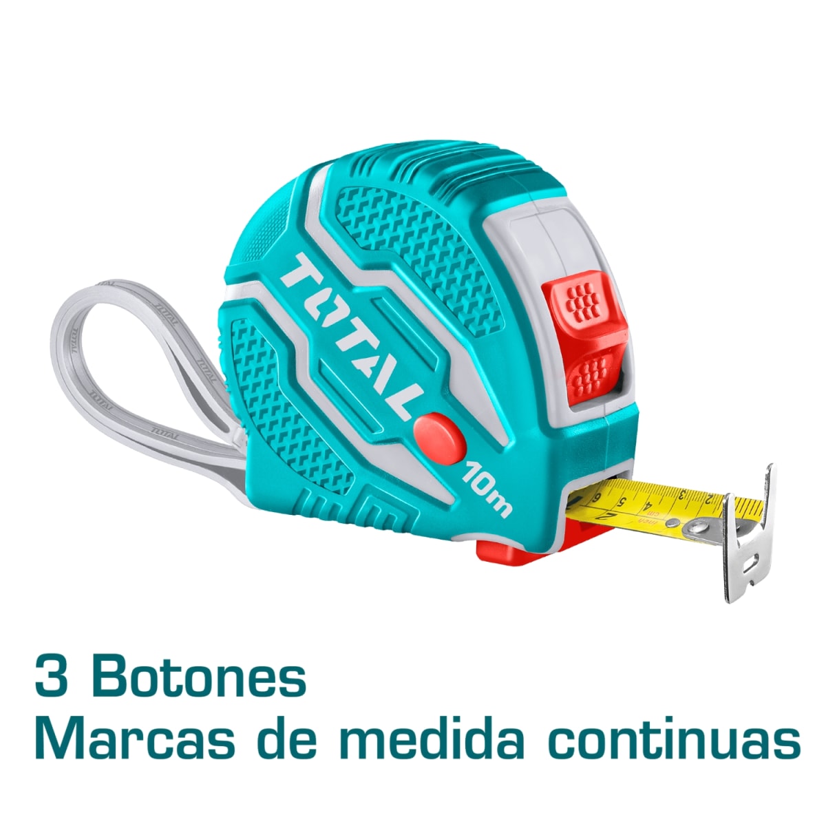 Cinta Metrica/Wincha 3 botones Mango Ergonomico 10Mx25mm Total3