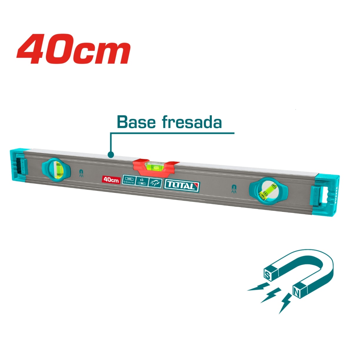 Nivel de Burbuja 40cm 1.5mm Aluminio Magnético Industrial Total2