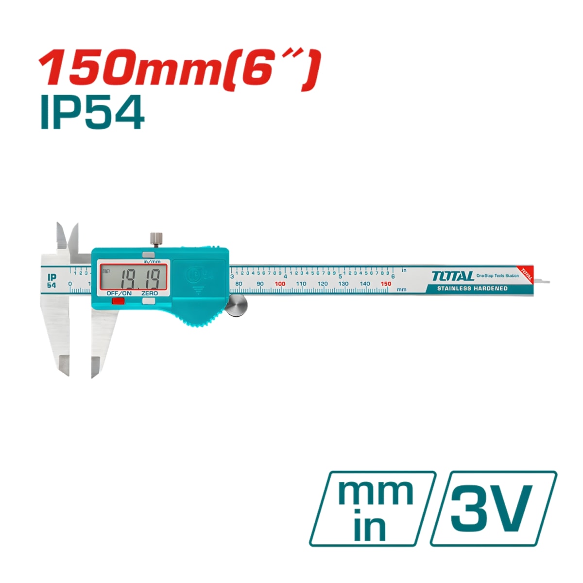 Calibrador Digital (Vernier) 150mm 6'' con estuche Total2