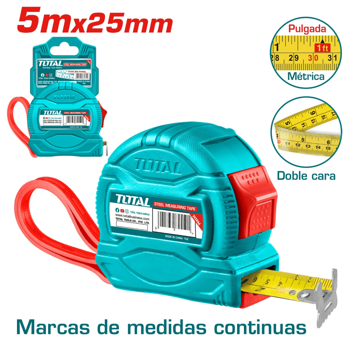 Cinta Metrica/Wincha 5Mx25mm Total2