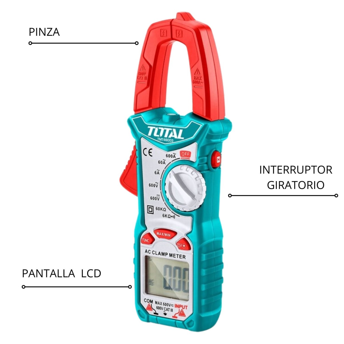 Pinza amperimetrica AC 600A Digital Total3