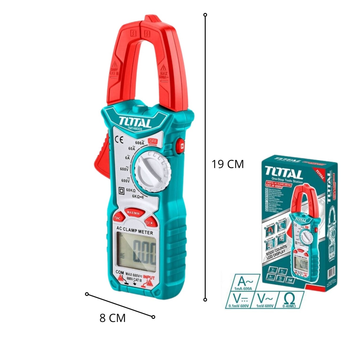 Pinza amperimetrica AC 600A Digital Total2