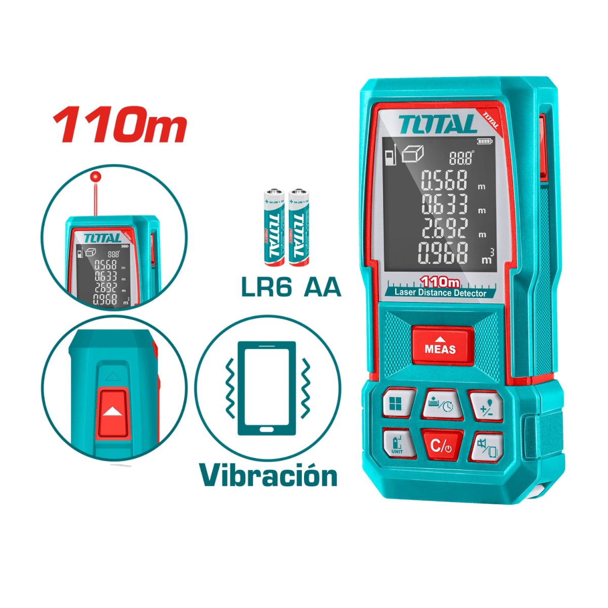 Medidor de Distancia Laser 110m Total2