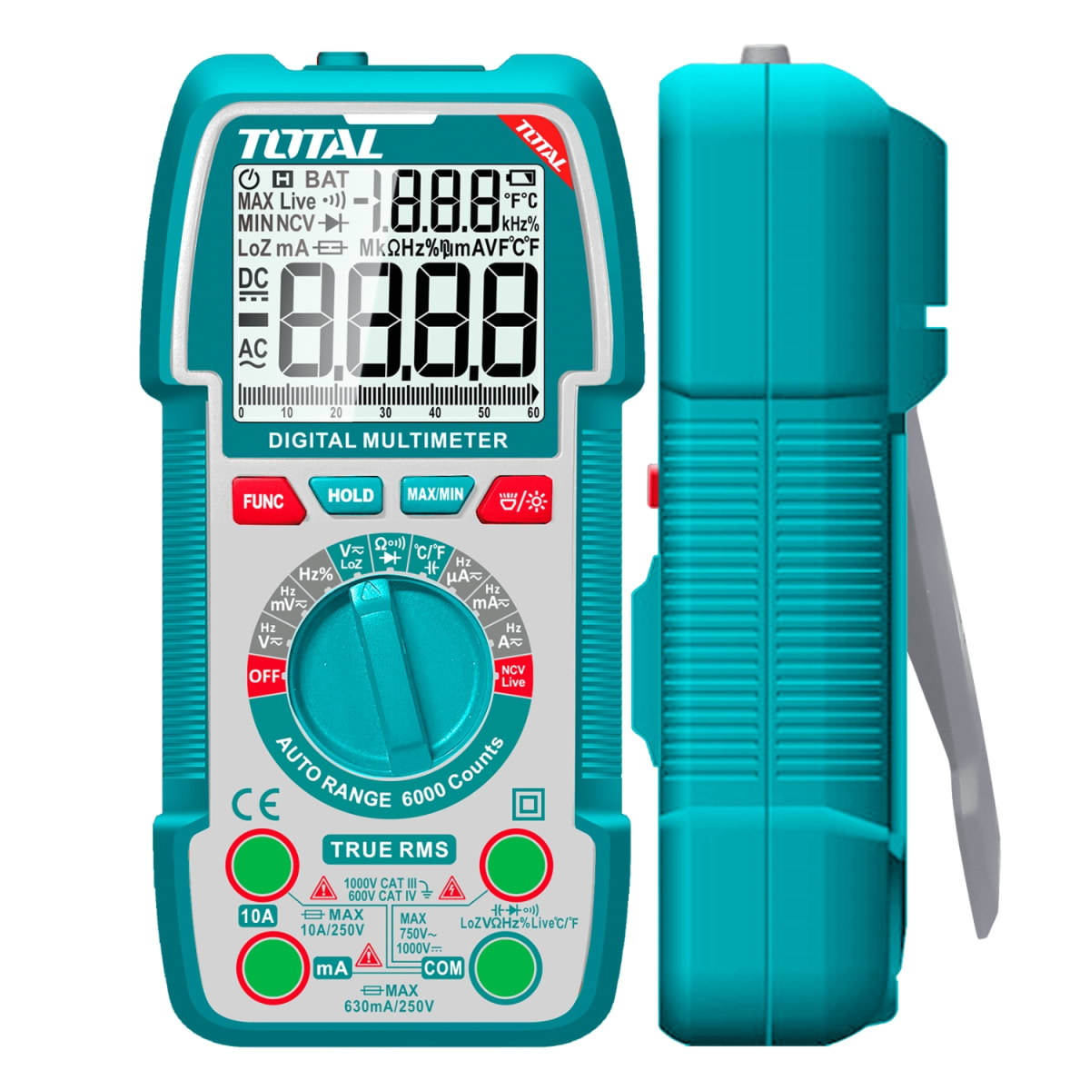 Multímetro Digital 6000 conteos RMS 1000V con maletin Total1