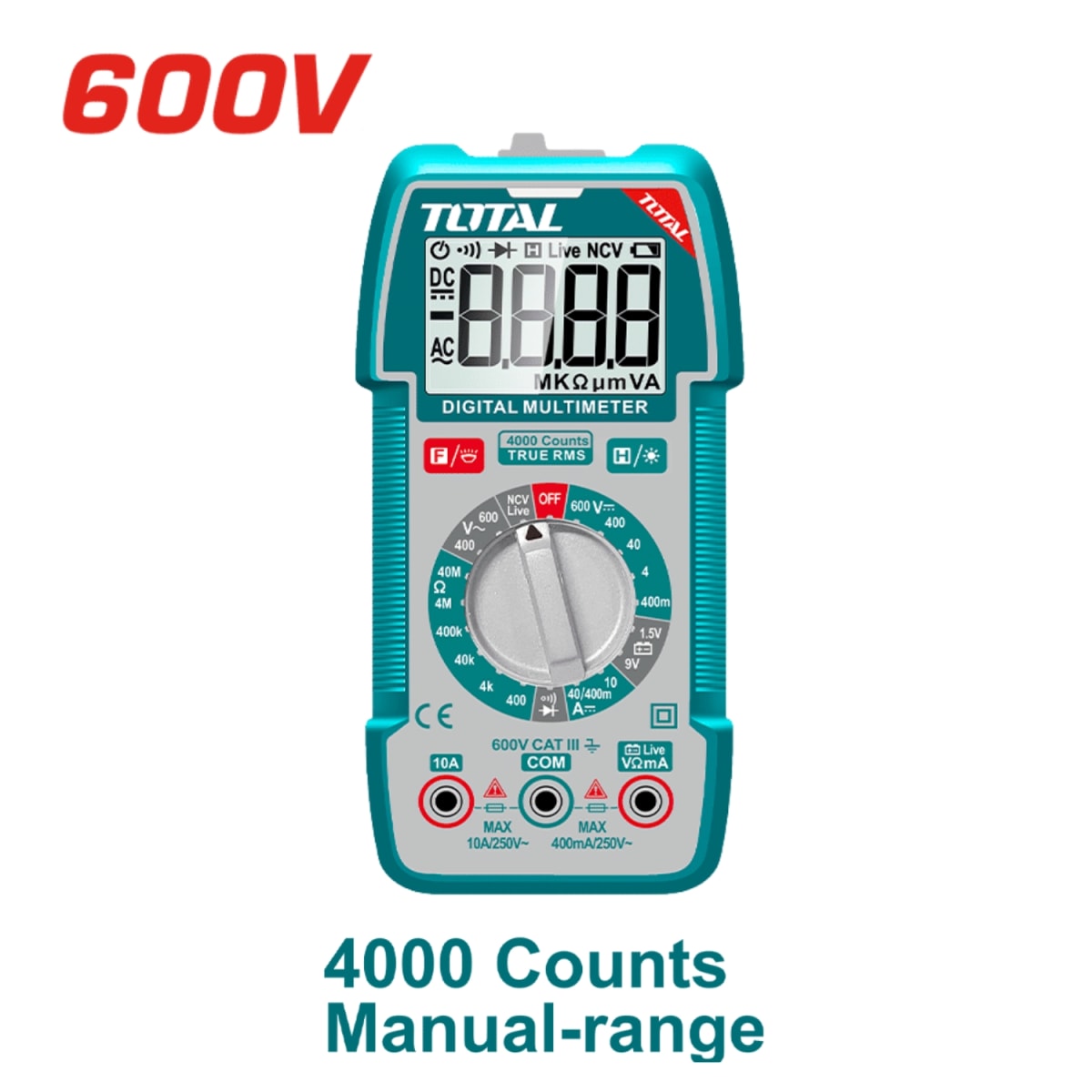 Multimetro Digital 600V AC/DC 4000 conteos Total3