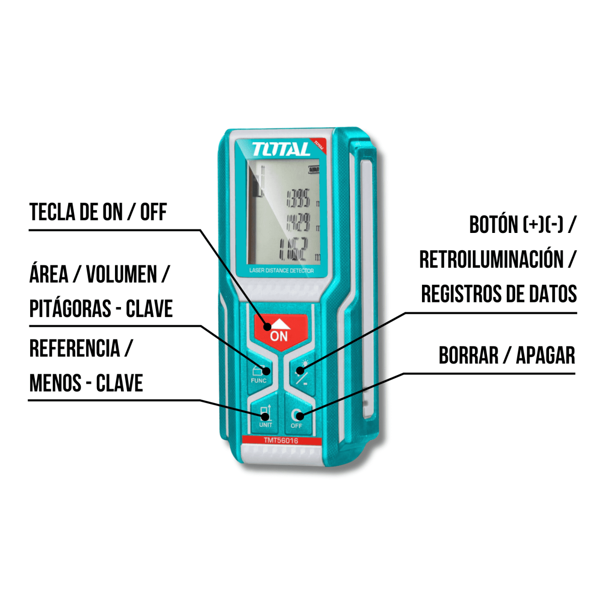 Medidor laser de distancia 60 metros Total3