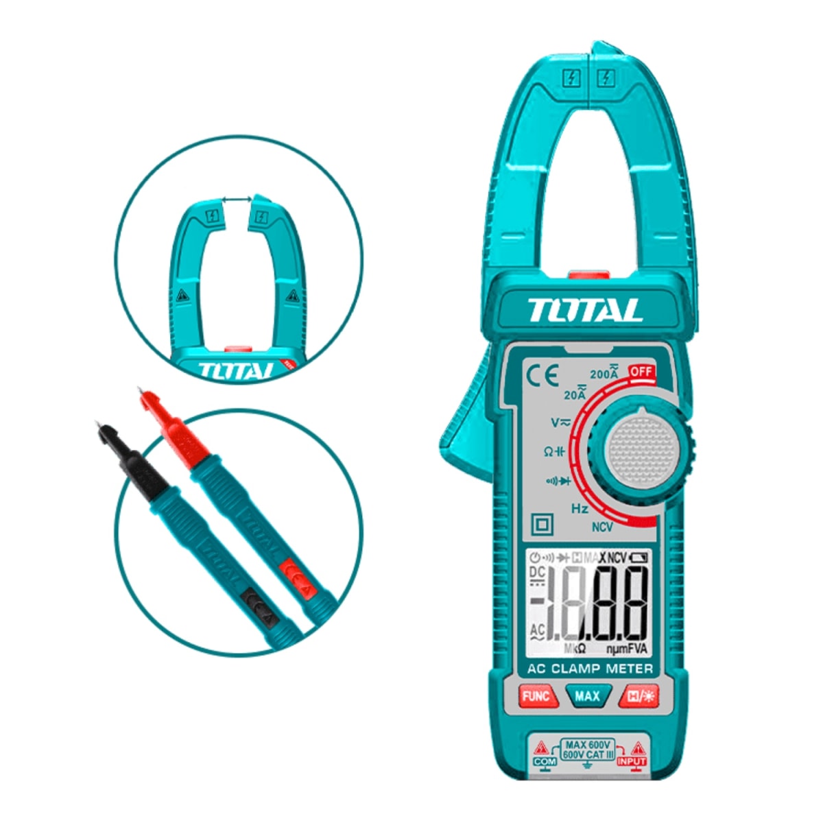 Pinza Amperimetrica AC 400A 4000conteos Total1
