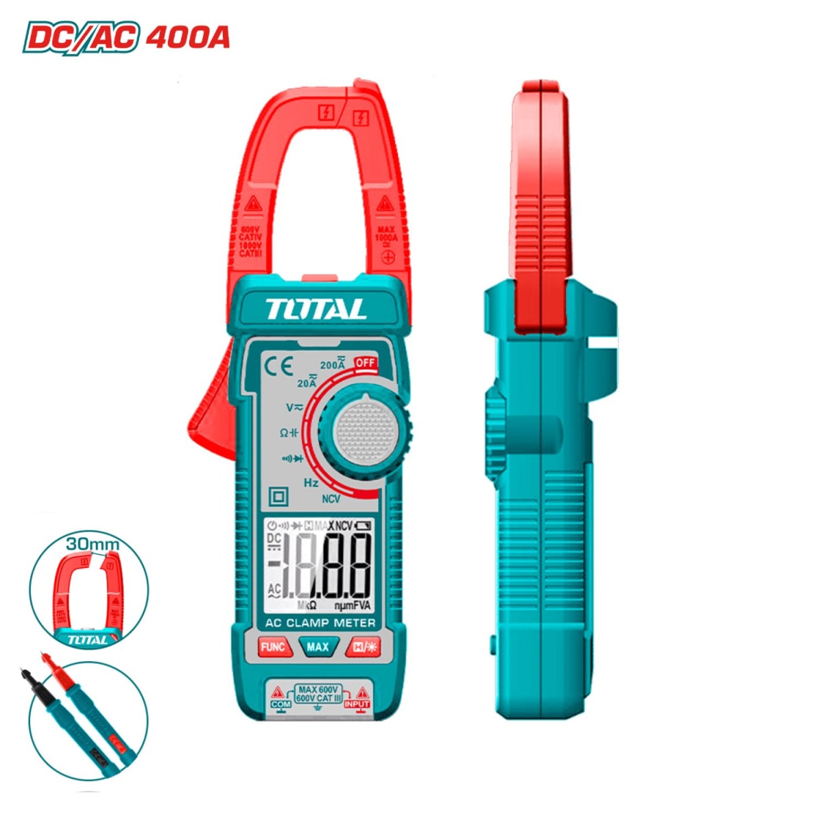 Pinza amperimétrica ac/dc 400a Total3