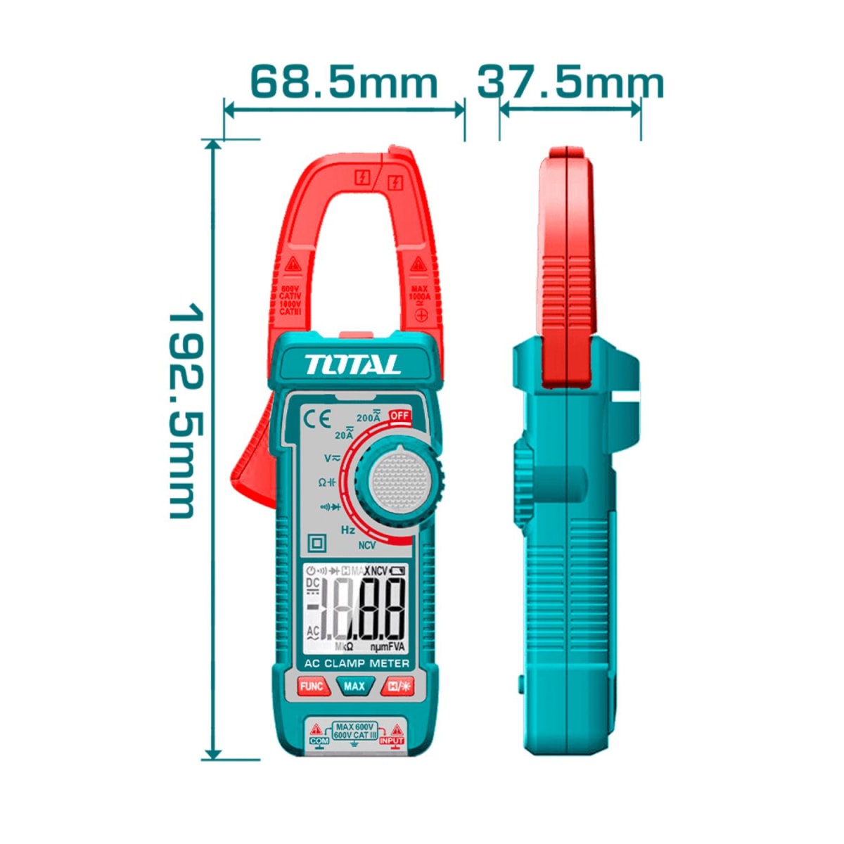 Pinza amperimétrica ac/dc 400a Total2