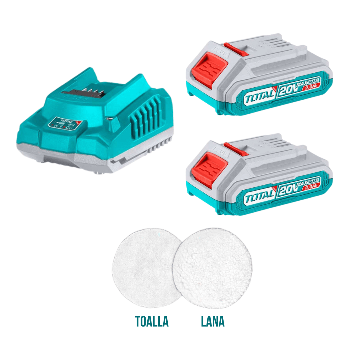 Pulidora orbital para auto 20v incluye 2 baterías 2ah Total3