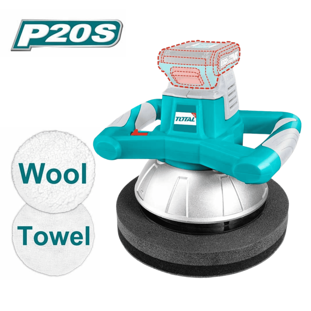 Pulidora orbital para auto 20v incluye 2 baterías 2ah Total5