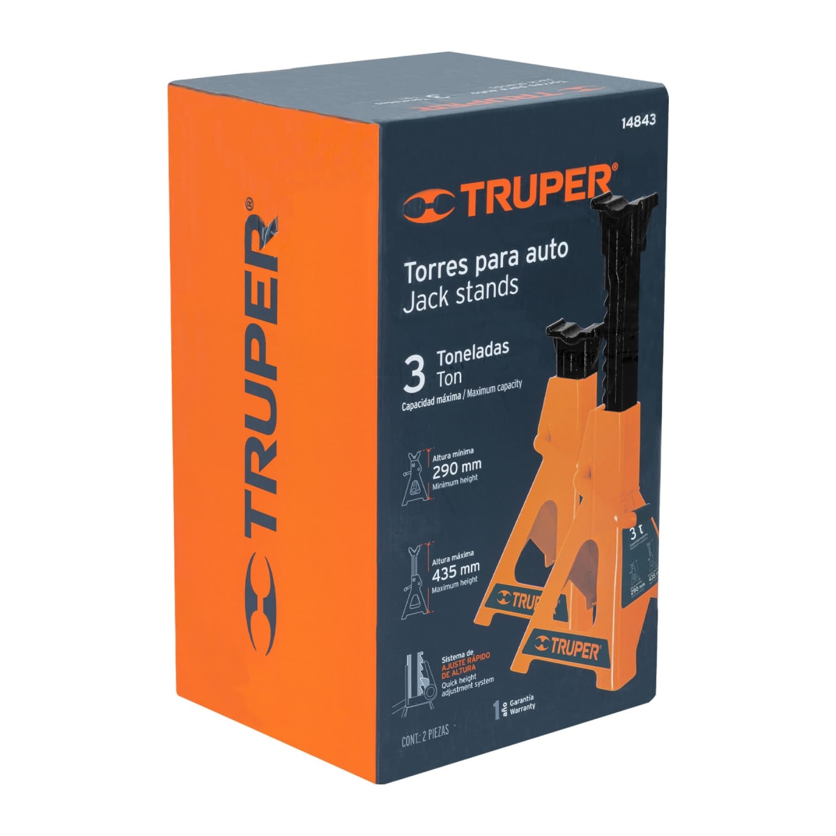 Caballete de 3 toneladas 2 piezas torre para auto Truper8