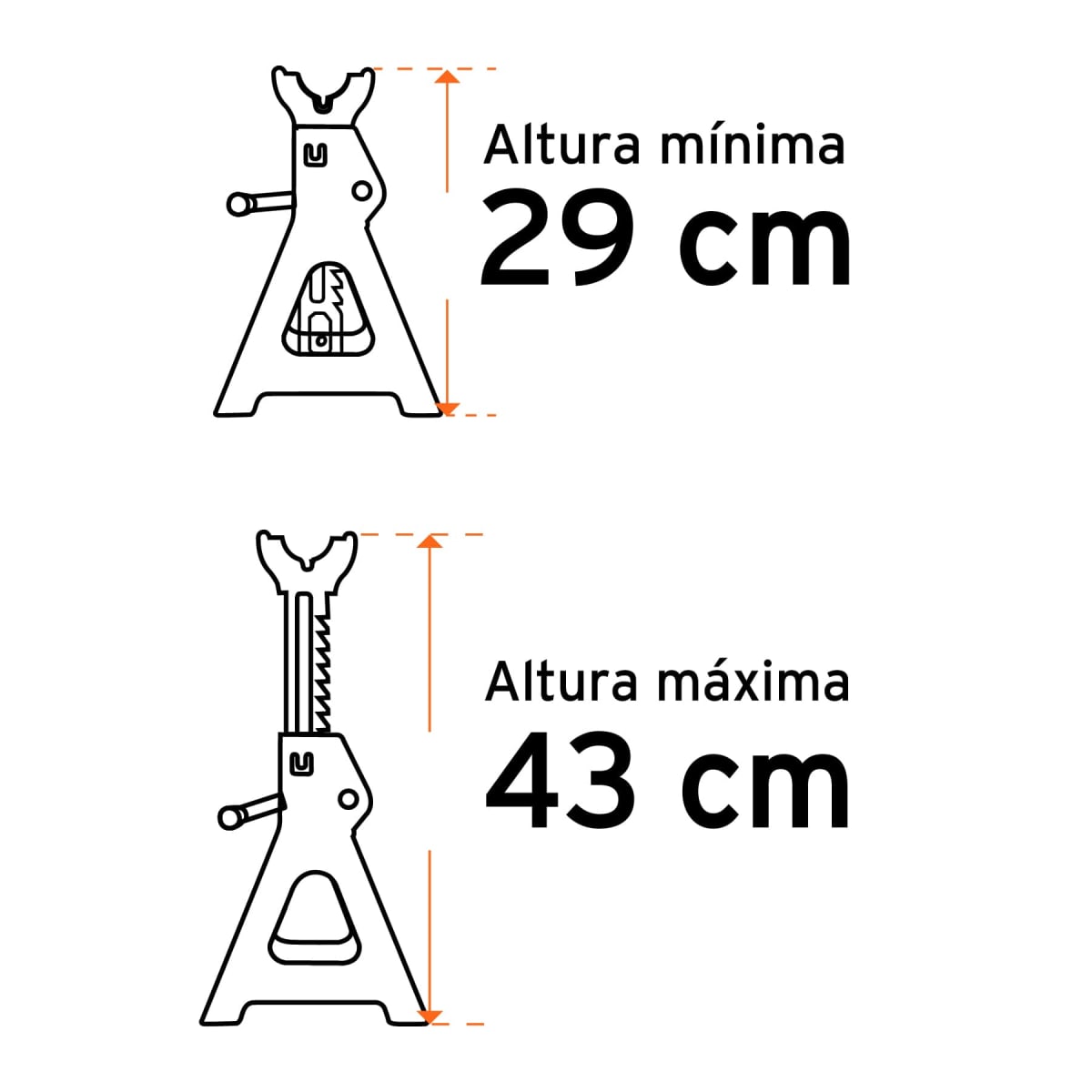 Caballete de 3 toneladas 2 piezas torre para auto Truper6