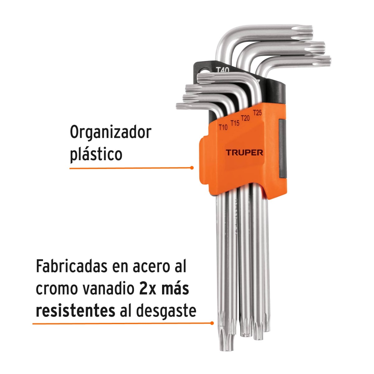 Juego de 7 llaves torx largas con organizador, Truper2