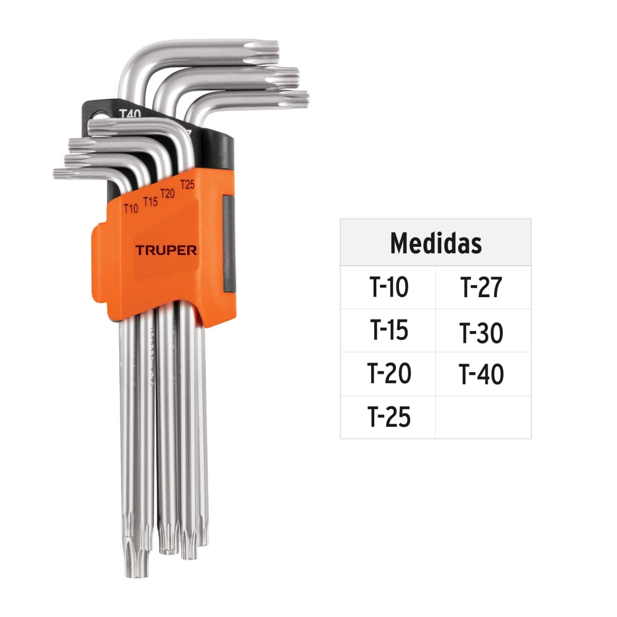 Juego de 7 llaves torx largas con organizador, Truper3