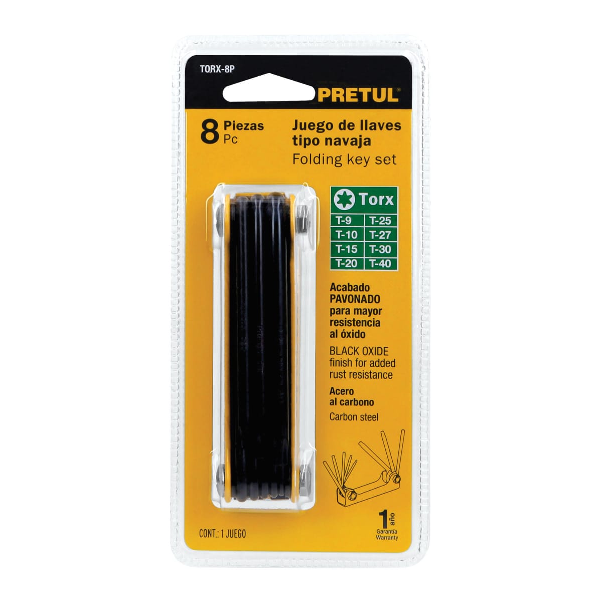 Juego de 8 llaves Torx tipo navaja Pretul1