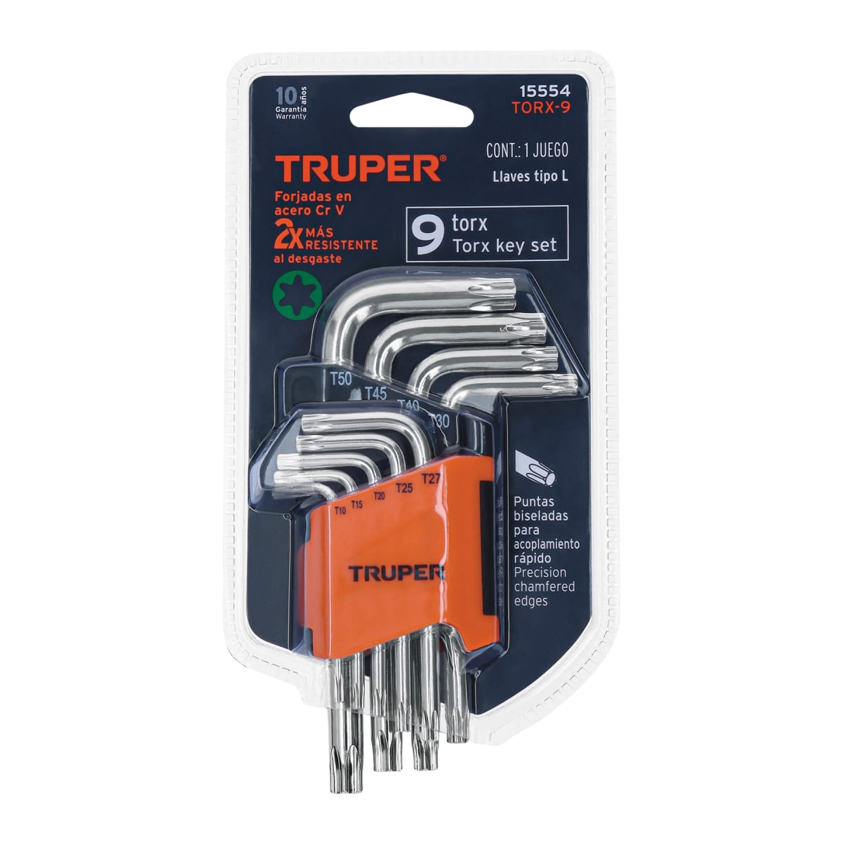 Juego de 9 llaves torx con organizador abatible Truper4