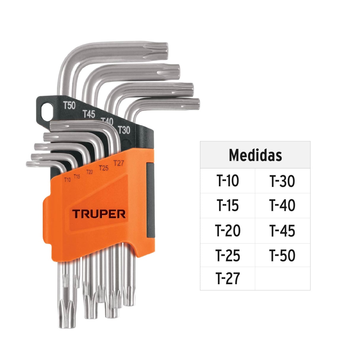Juego de 9 llaves torx con organizador abatible Truper3