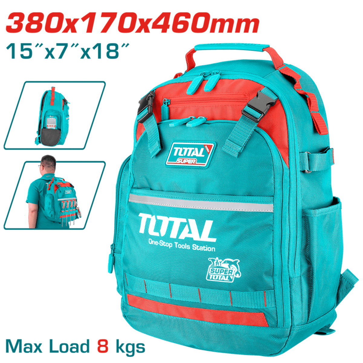Combo mochila + chaleco + porta taladro + porta herramientas Total4