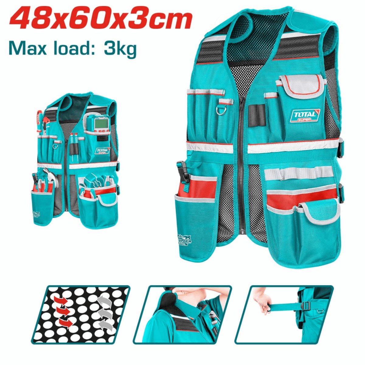 Combo mochila + chaleco + porta taladro + porta herramientas Total9