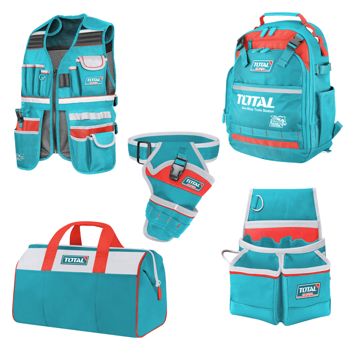 Combo mochila + chaleco + porta taladro + porta herramientas Total1
