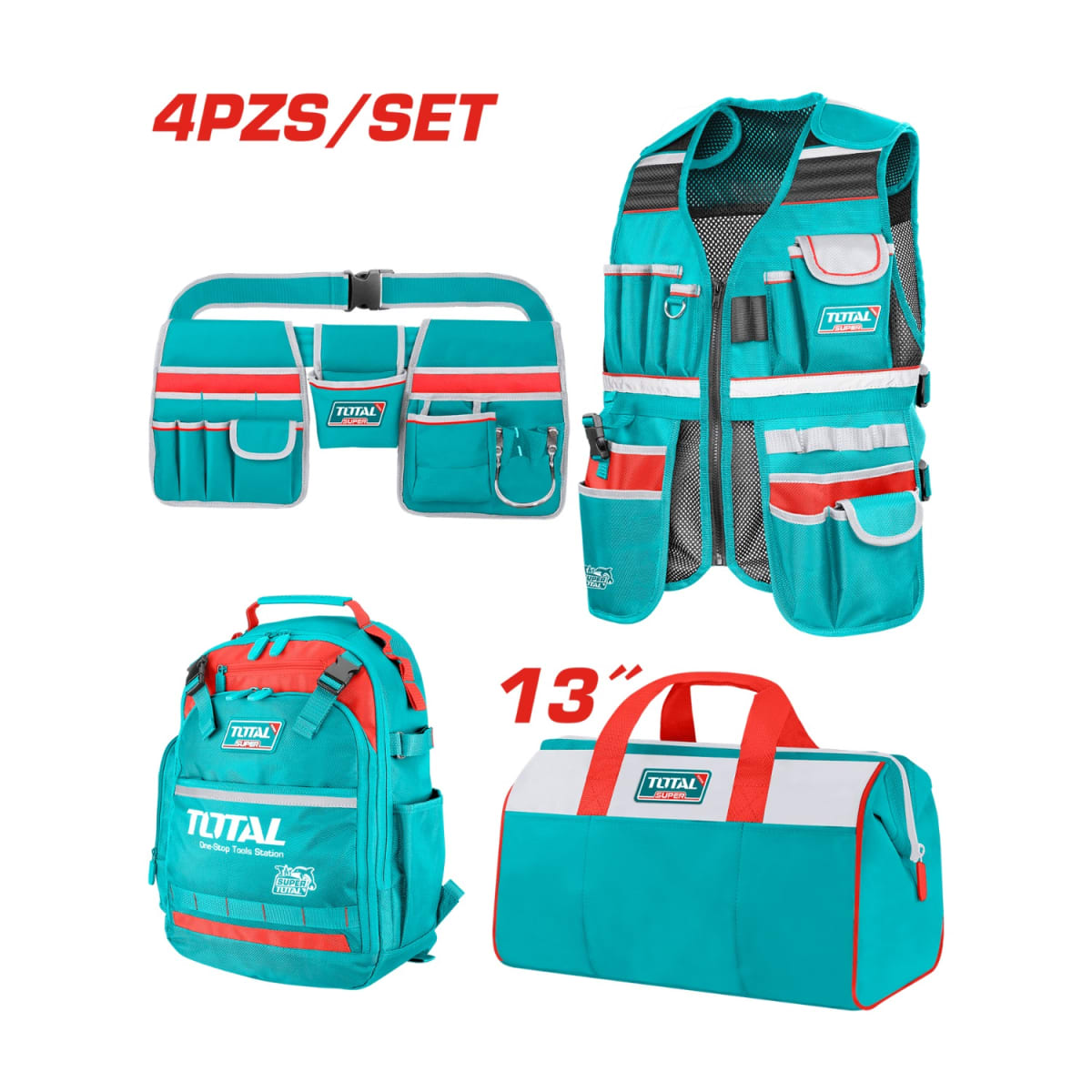 COMBO CHALECO + PORTA HERRAMIENTAS + MALETIN Y MOCHILA TOTAL2