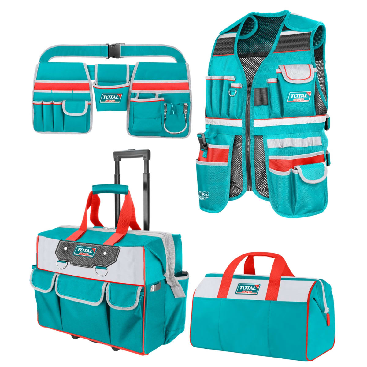 Kit 4 Porta Herramientas Chaleco + Maletin + Bolso + Cinturón Total1