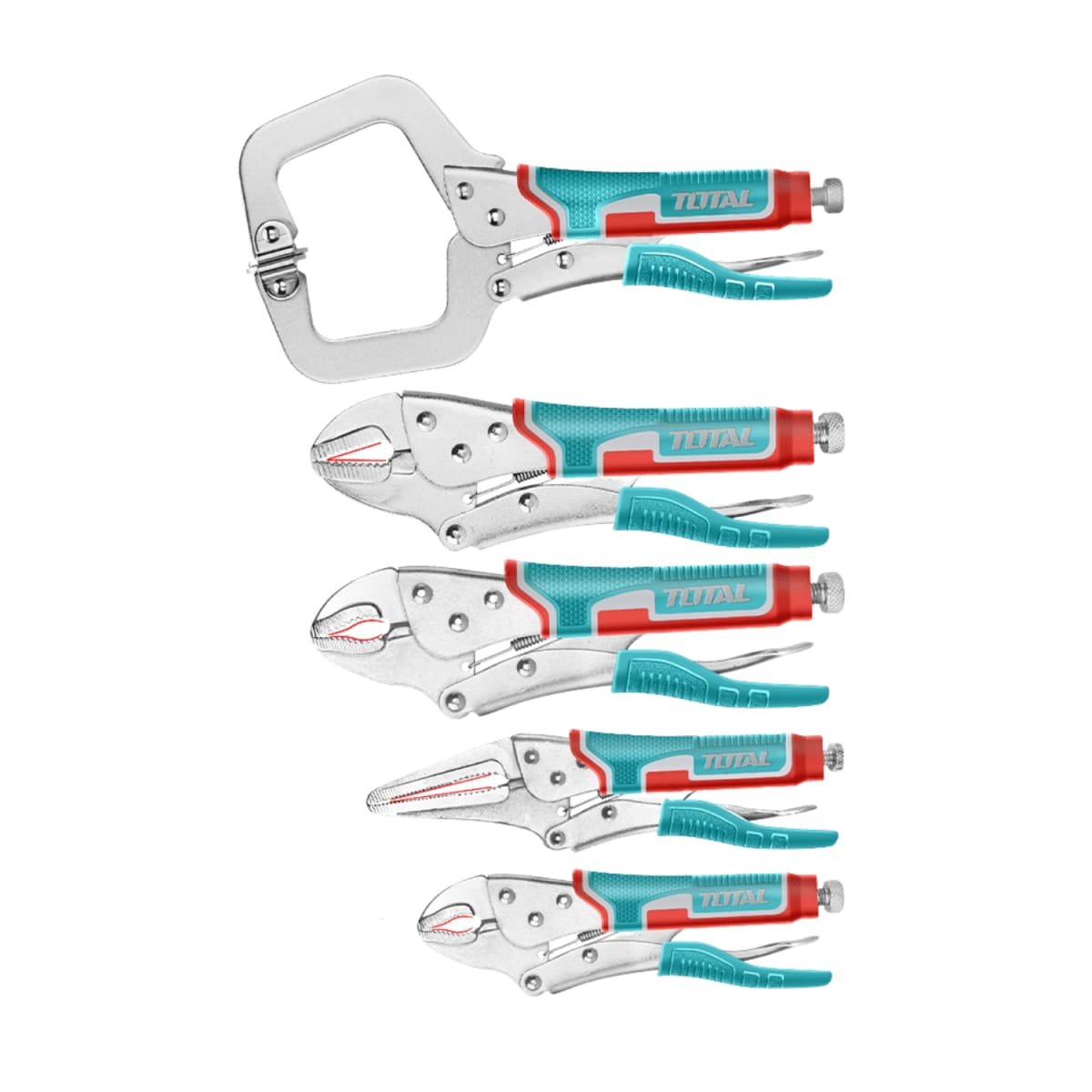 Set de Pinzas de Presion 5pcs 7''-9''-10C''-10R''-11 Niquelado Total1