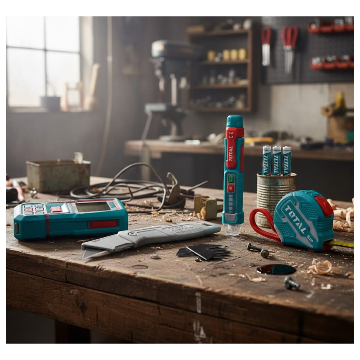 Medidor laser 100M + detector + navaja y wincha Total2