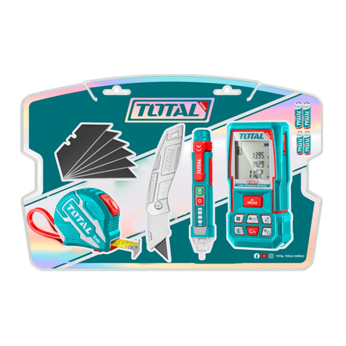 Medidor laser 100M + detector + navaja y wincha Total5