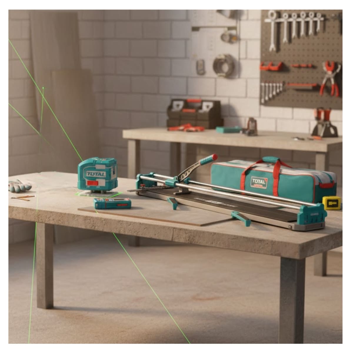 Cortador de mayolica 120cm + medidor 100m y nivel laser Total2