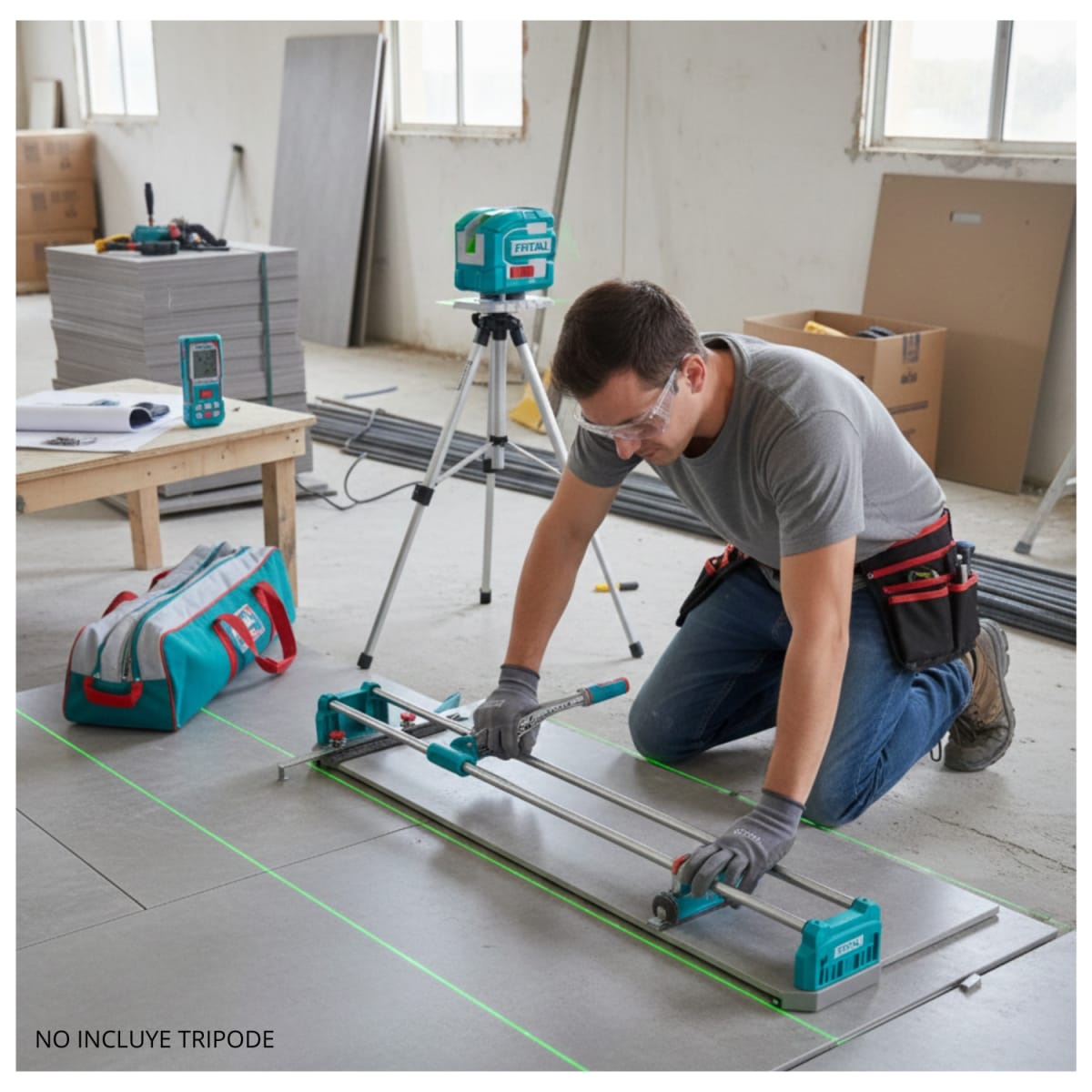 Cortador de mayolica 120cm + medidor 100m y nivel laser Total3