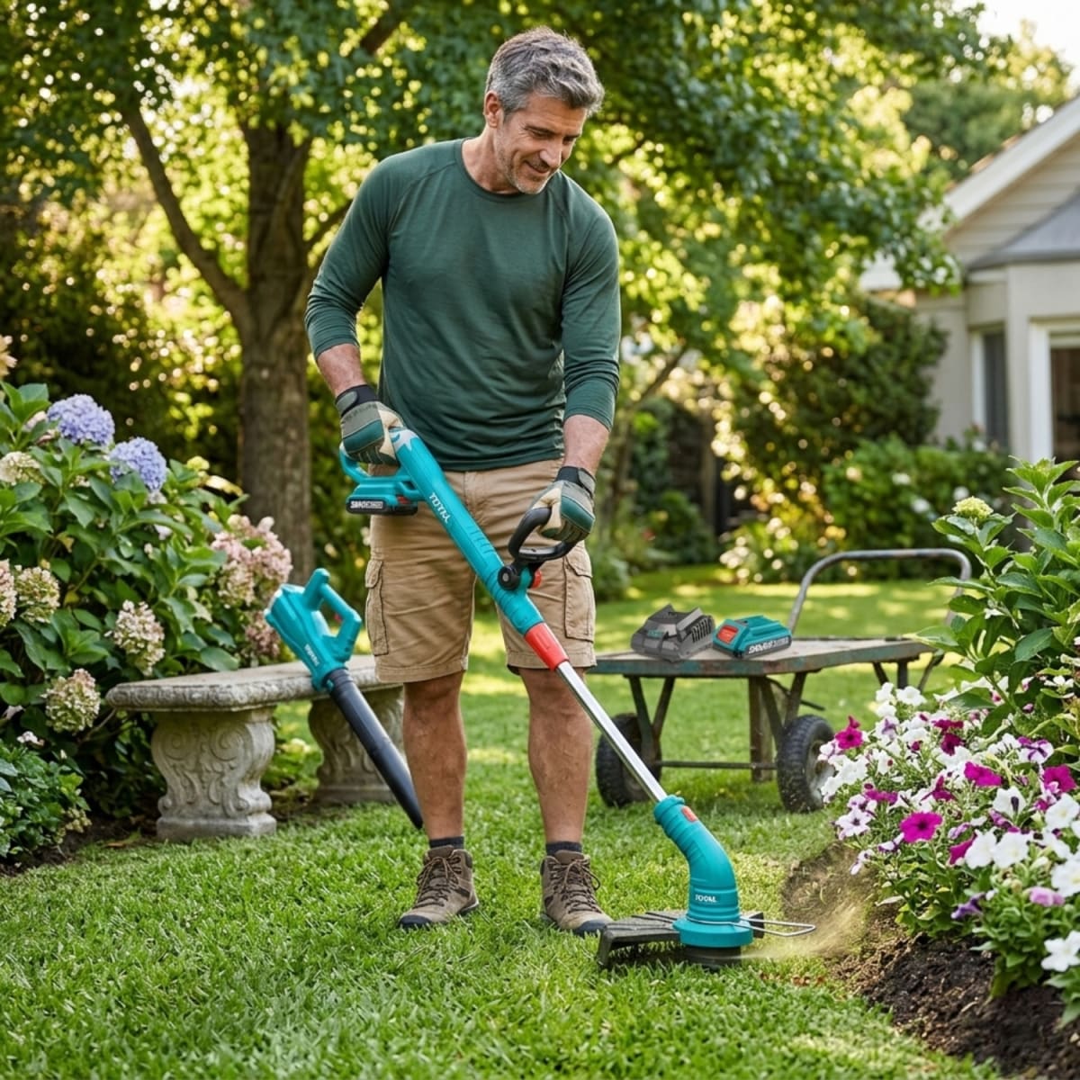 Combo cortadora de pasto + sopladora 20v industrial Total3