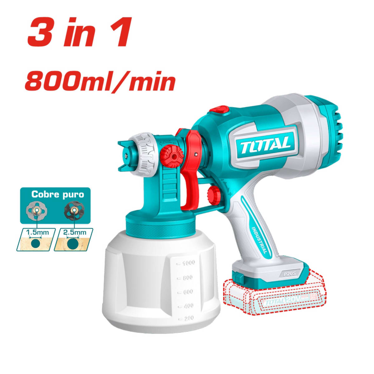 Combo Pistola para pintar + Hidrolavadora + Aspiradora 20v Total3