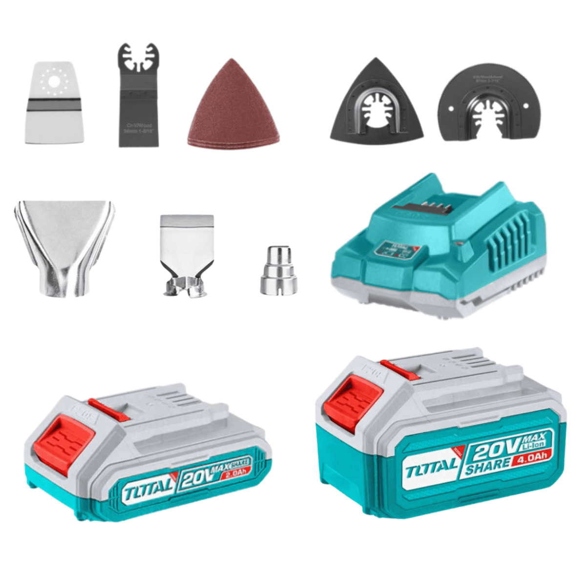 Combo pistola de calor 20v + herramienta multifunción 20v Total5