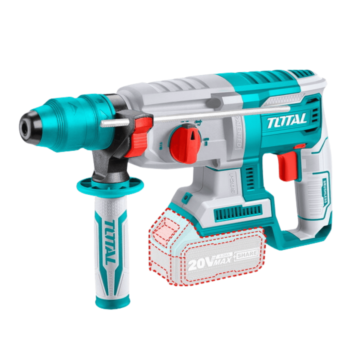 Combo rotomartillo + amoladora 20v 2 baterias 4Ah y cargador Total3