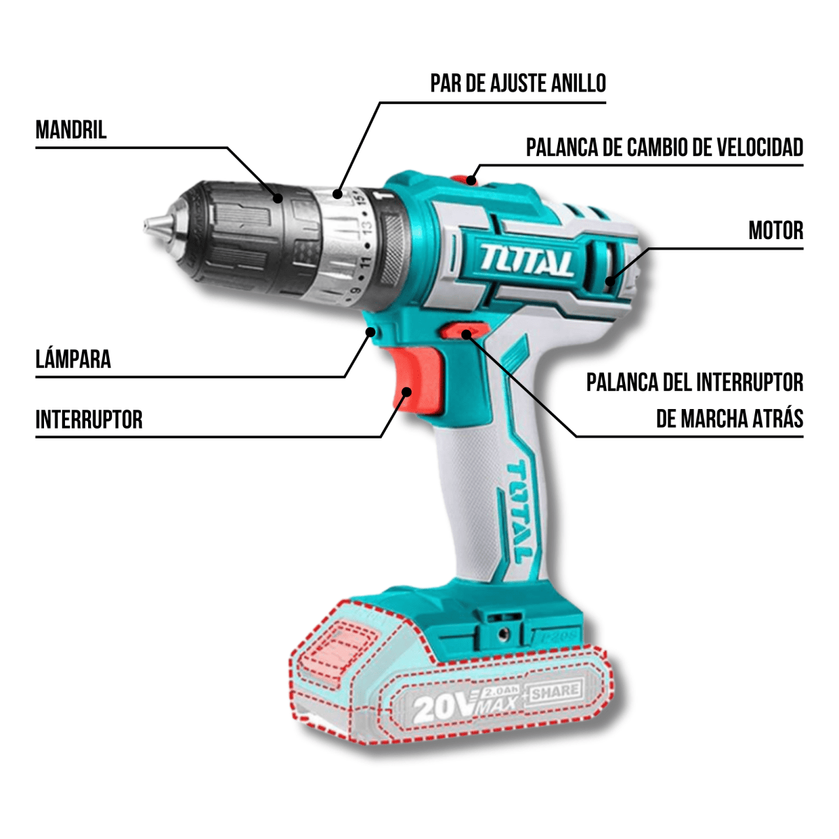 Taladro atornillador percutor 20v Total + batidora2