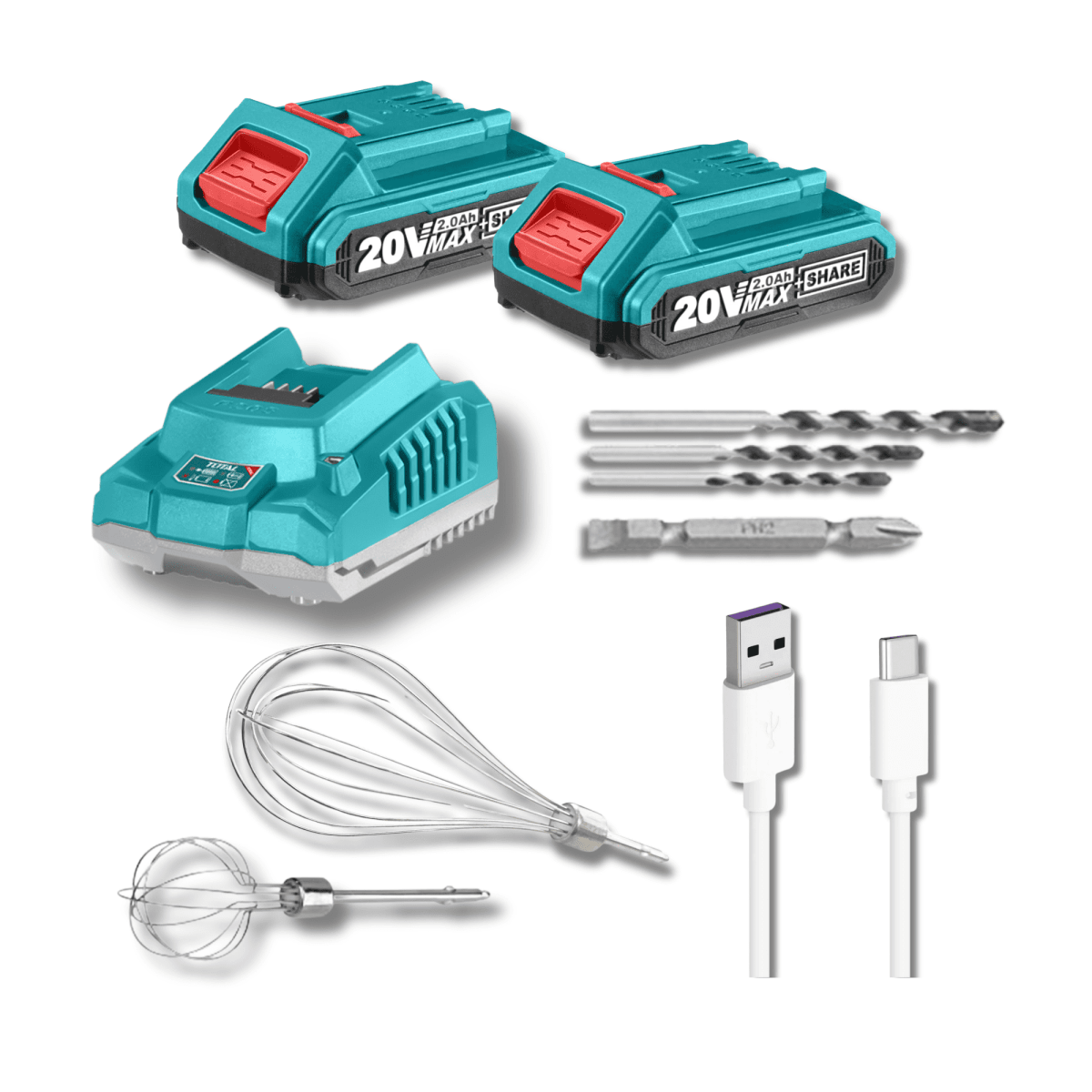 Taladro atornillador percutor 20v Total + batidora6