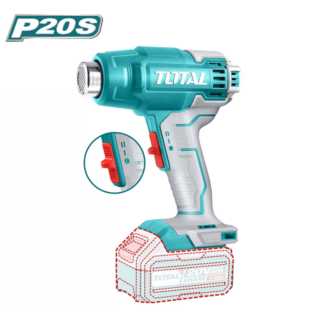 Combo pistola de calor 20v + pistola de calor 2000w Total2