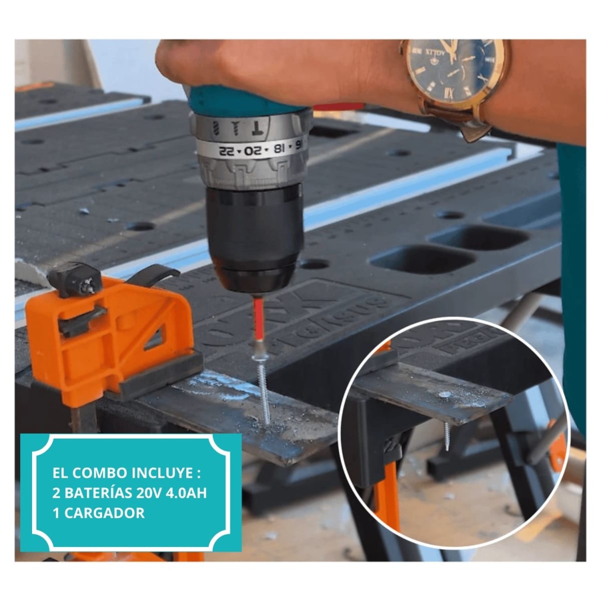 Taladro percutor + llave de impacto 850nm + rotomartillo + amoladora Total9