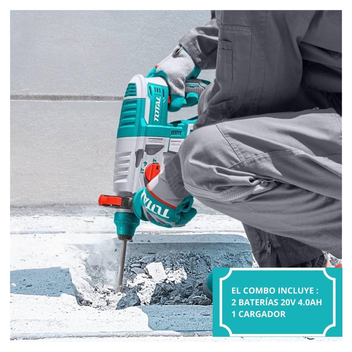 Taladro percutor + llave de impacto 850nm + rotomartillo + amoladora Total8