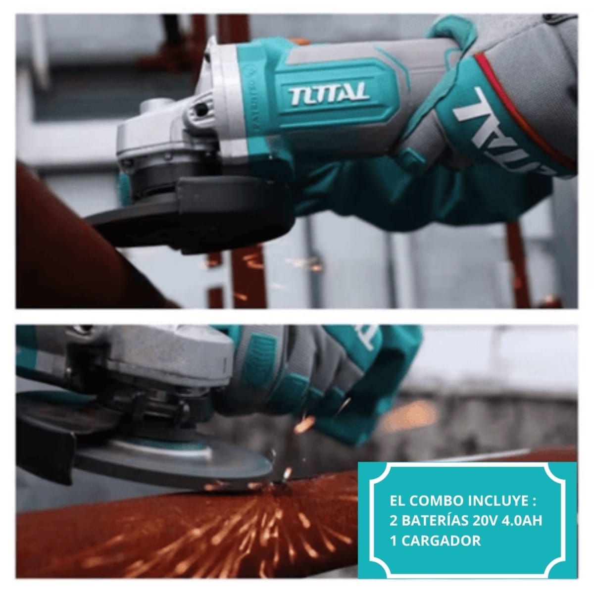 Taladro percutor + llave de impacto 850nm + rotomartillo + amoladora Total7