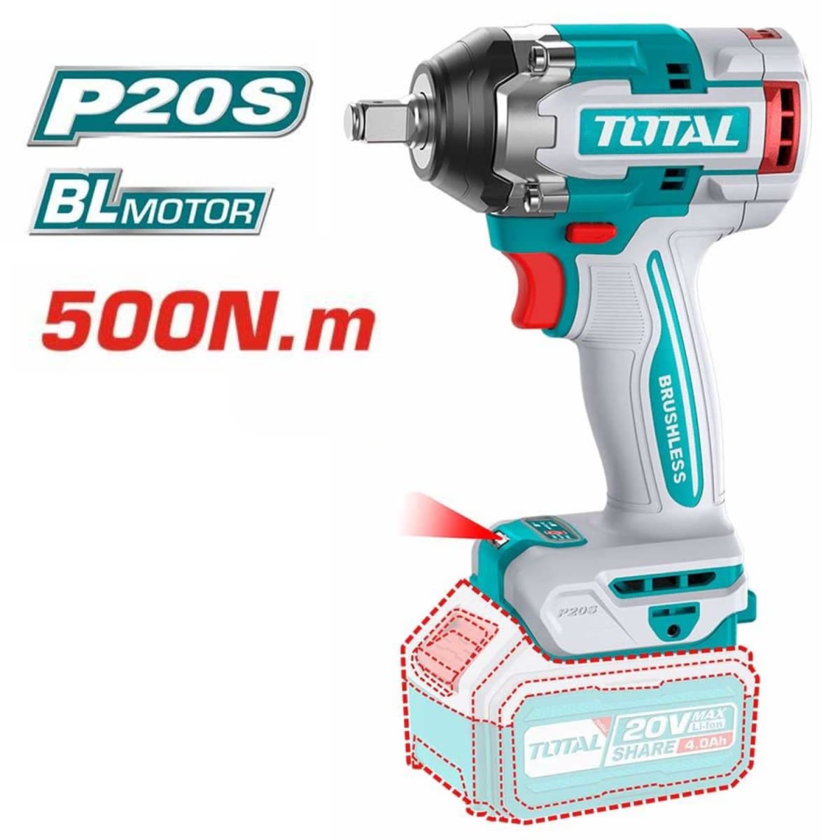 Como Llave de Impacto 500nm + Ratchet + Lampara + Total2