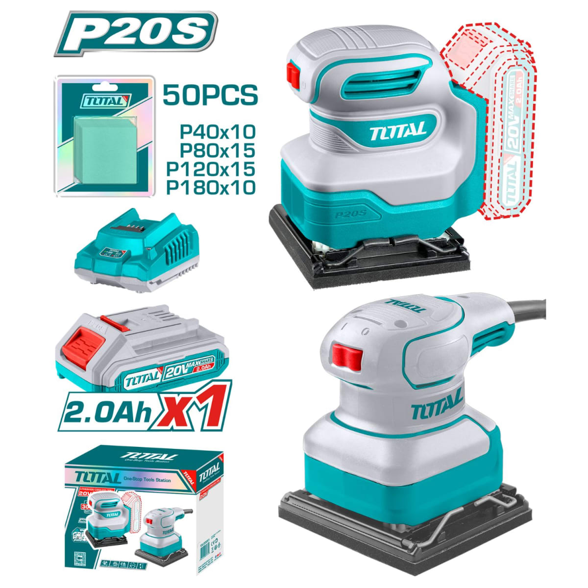 Lijadora orbital 20v + lijadora orbital 240w Industrial Total2