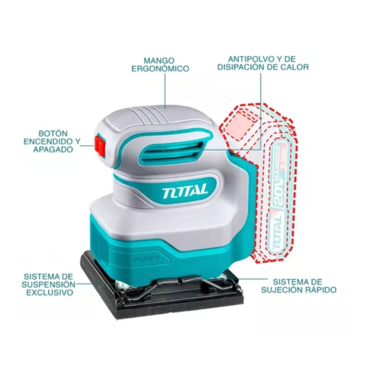 Lijadora orbital 20v + lijadora orbital 240w Industrial Total3