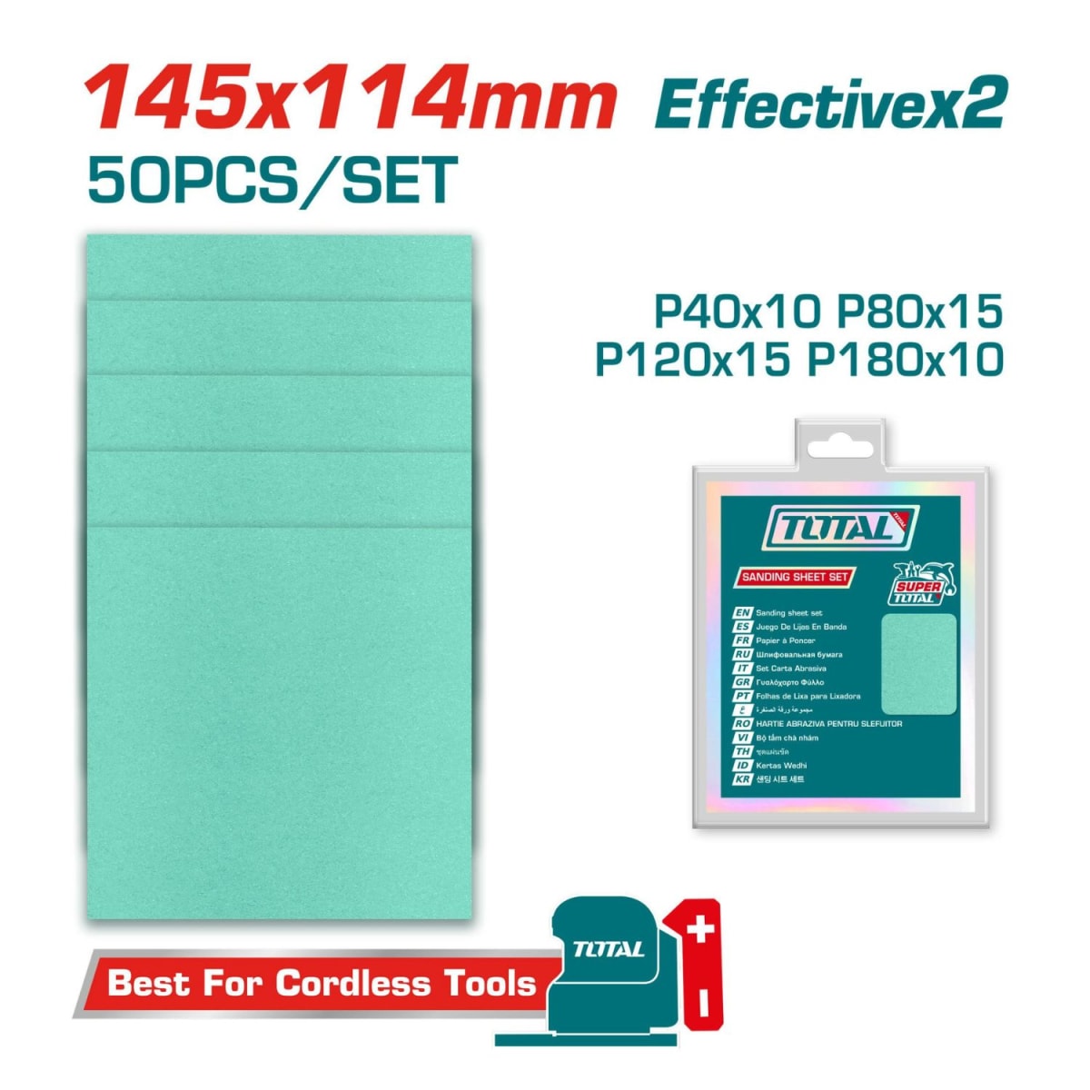 Lijadora orbital 20v + lijadora orbital 240w Industrial Total5