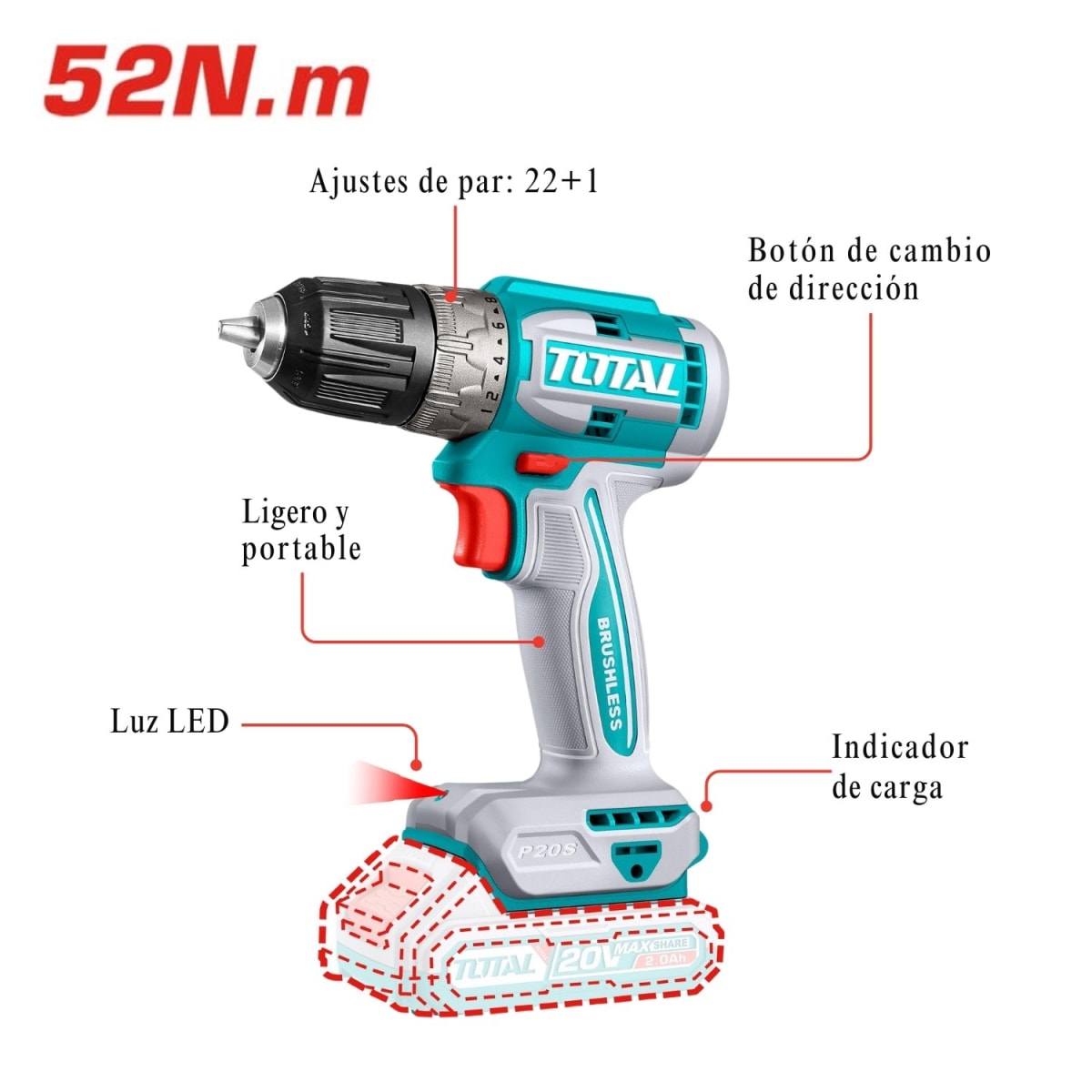 Mega Combo Multi herramienta + Aspiradora + Atornillador 20V Total4