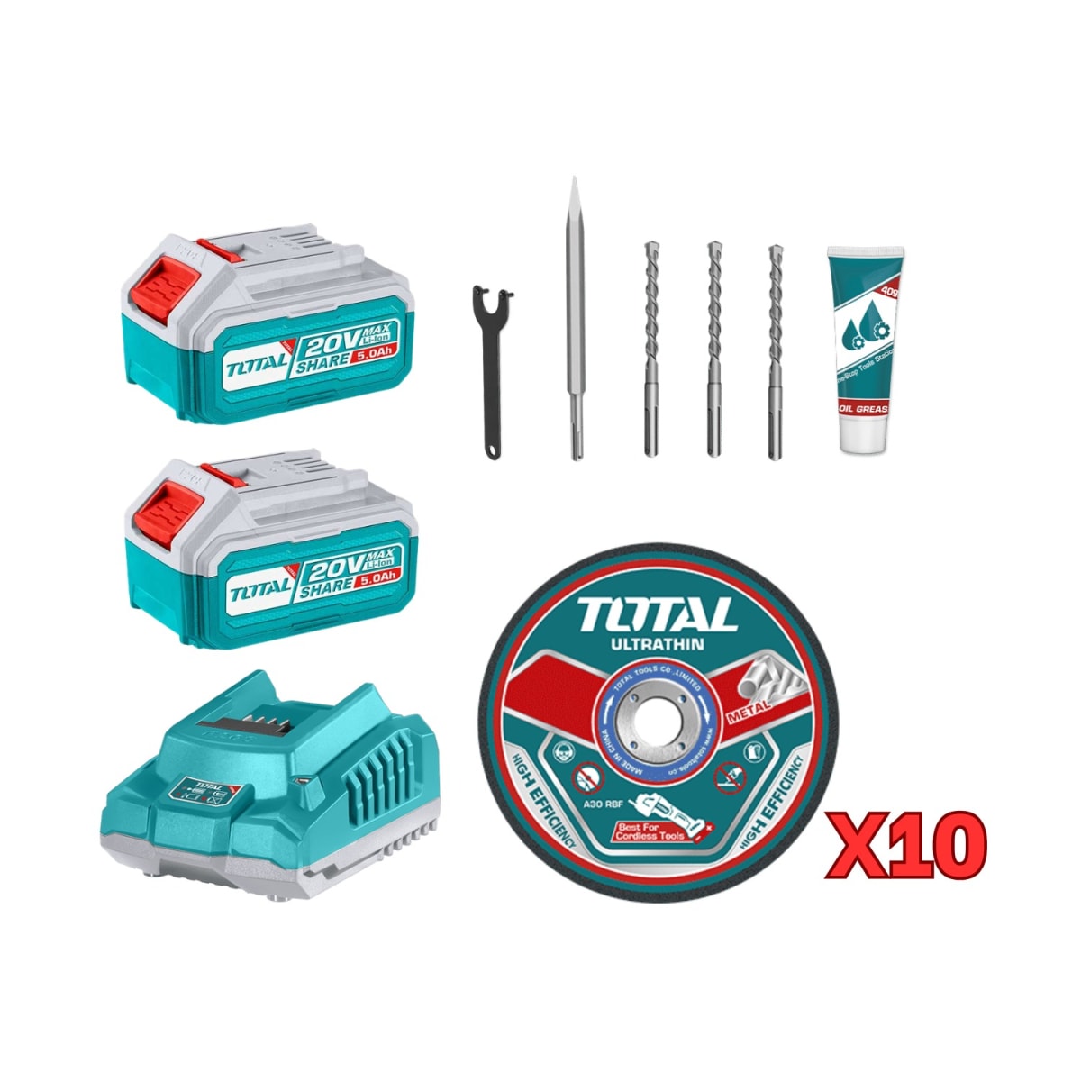 Combo Rotomartillo + Amoladora + Aspiradora industrial Total6